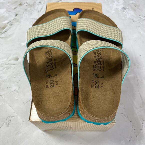 NEW Birkenstock Birki’s Curacao ll Sandal SIZE 36 US 5 NARROW Stretch Beige Mint - Picture 8 of 13